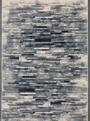 Blue and cream horizontal brick-stripe abstract rug, Grand Kendra Bellagio