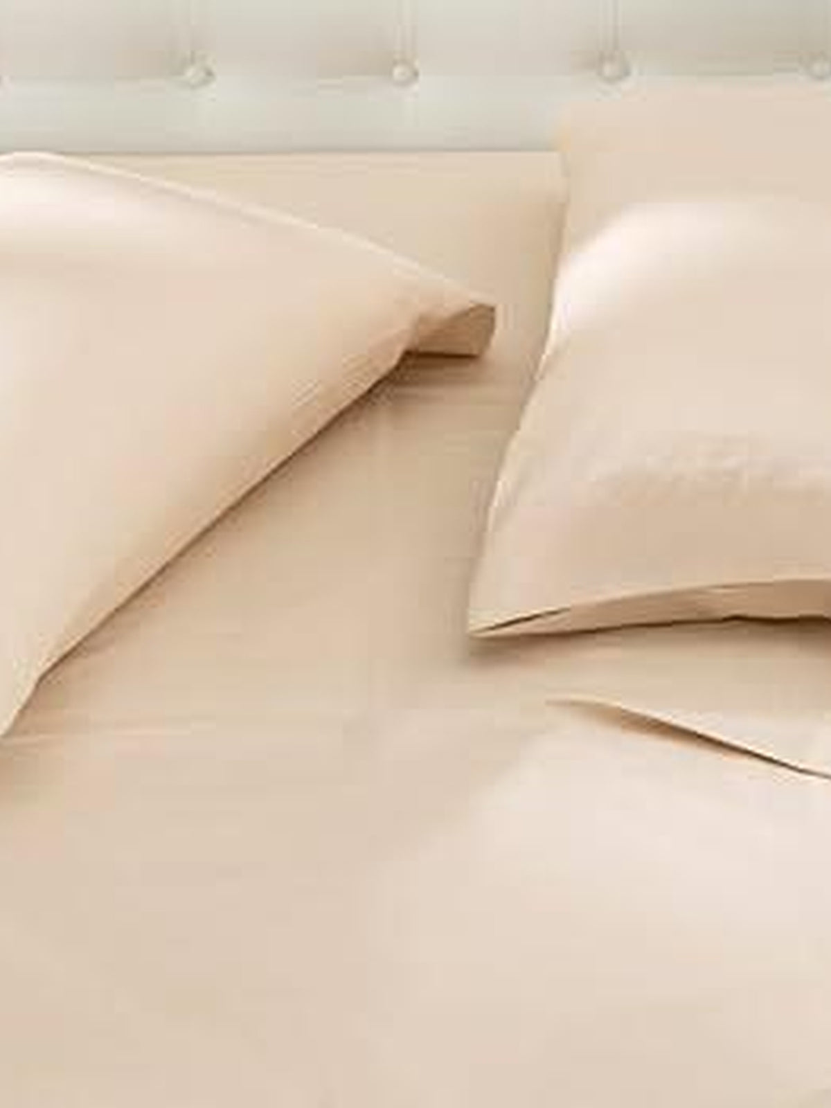 Cream sateen bedding with oxford flange pillowcases, Beige Luxe Collection