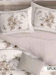 White bedding with grey-green damask floral bouquets, English Home 220TC SPLXL472
