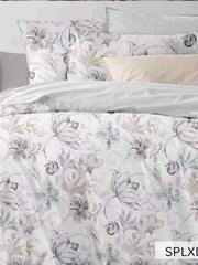 White bedsheet with soft grey outline peony sketches, English Home 220TC SPLXL484