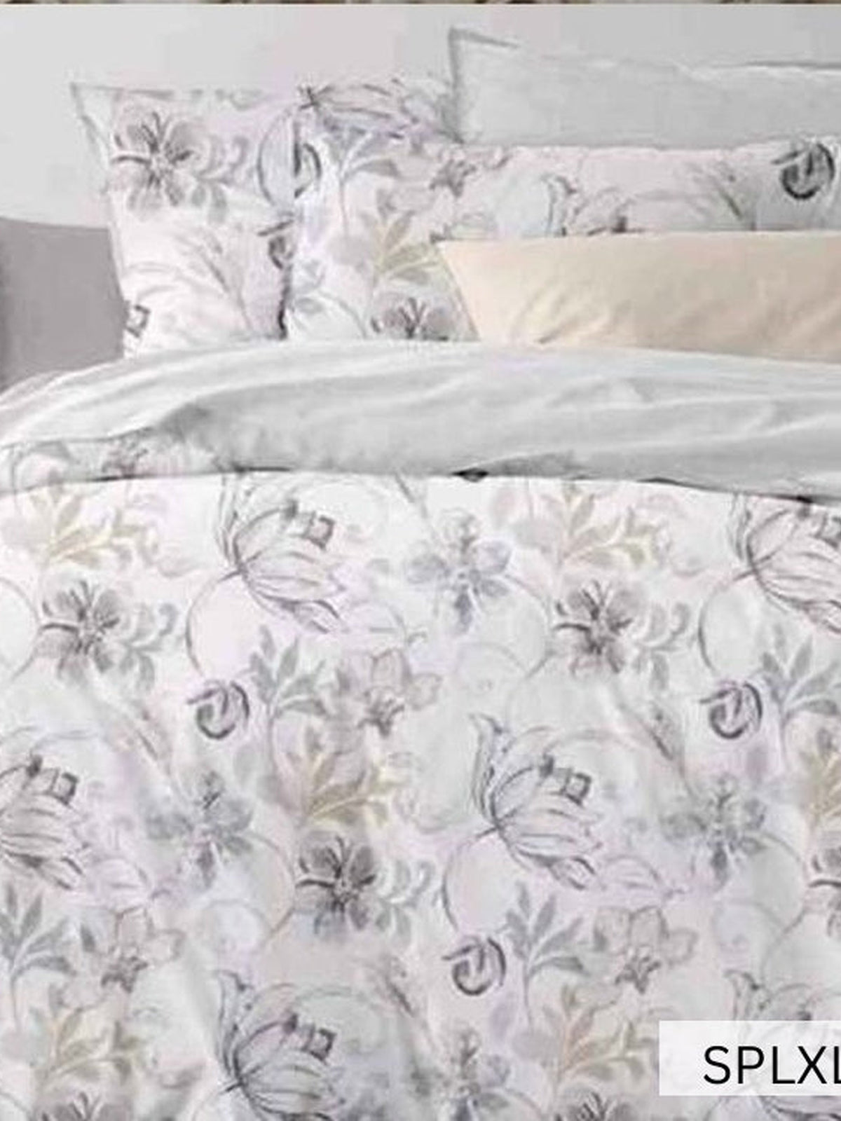 White bedsheet with soft grey outline peony sketches, English Home 220TC SPLXL484