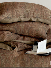 Brown and rose damask paisley with khaki border, Four Seasons 350TC FSXL 40515