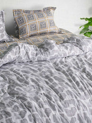Grey pebble mosaic print bedding with tile print pillow, Four Seasons 350TC FSXL 5039