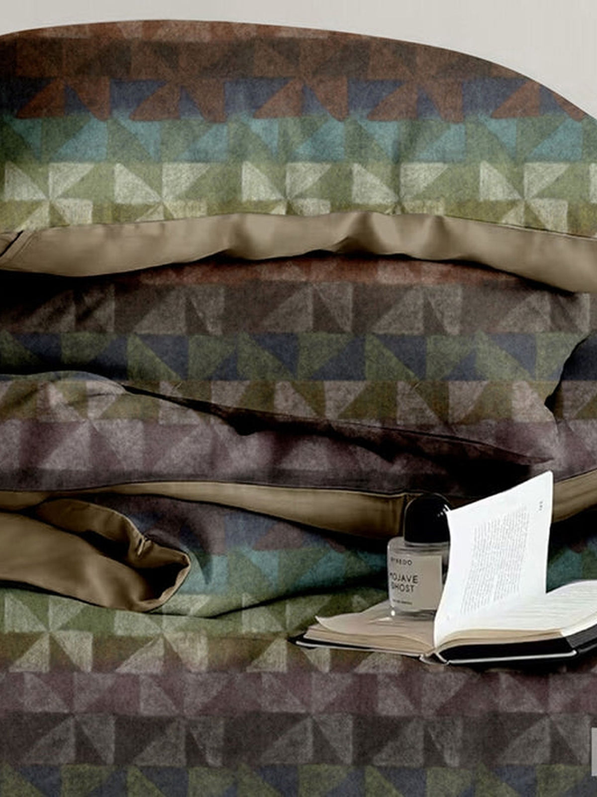 Olive, brown and teal geometric triangle bands, Four Seasons 350TC FSXL 40461