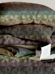 Olive, brown and teal geometric triangle bands, Four Seasons 350TC FSXL 40461