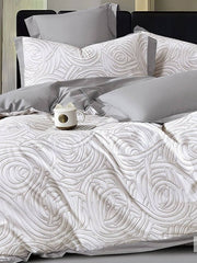 White on white swirling rose jacquard bedding, Four Seasons 350TC FSXL 40476