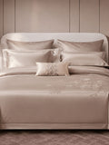 Floral embroidered cotton bedding set with duvet cover and pillow covers