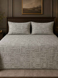 Bandhani grey traditional printed cotton bedcover set with pillow covers