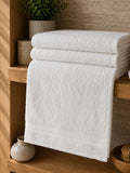 White Cotton Bath Towel with Minimal Border - Jagdishstoreonline 