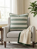 Green Striped Cotton Cushion Cover