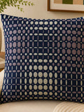 Navy Blue Geometric Velvet Cushion Cover