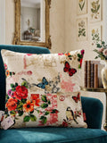 Multicolor Vintage Floral Printed Velvet Cushion Cover