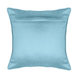 Light blue floral cushion cover embroidery stitch detail