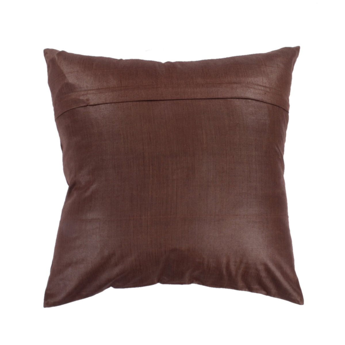 Plain brown dupion silk reverse of the polka dot cushion cover