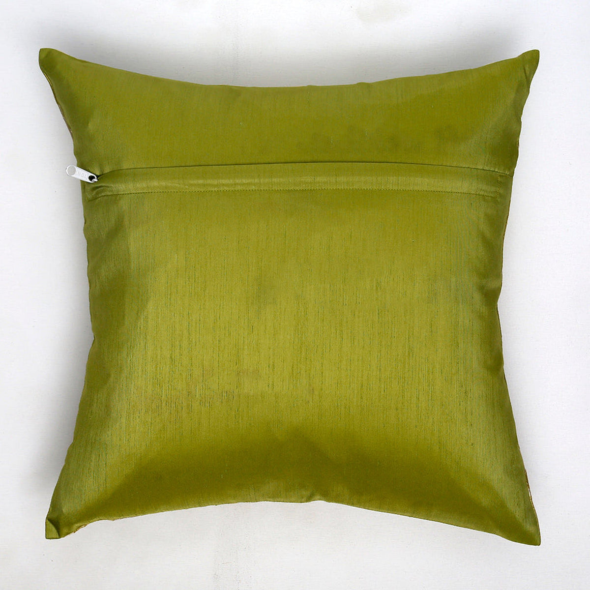 Plain olive green art silk reverse with concealed zip