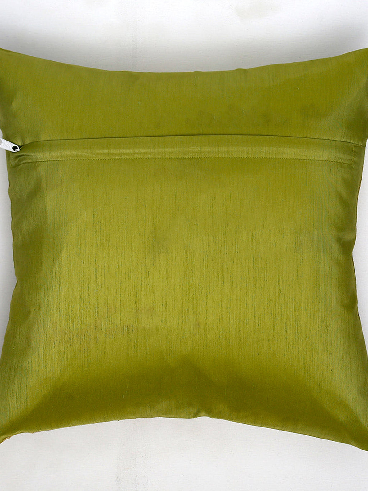 Plain olive green art silk reverse with concealed zip