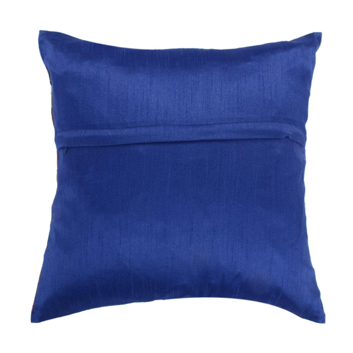 Plain royal blue reverse of the mosaic print cushion cover
