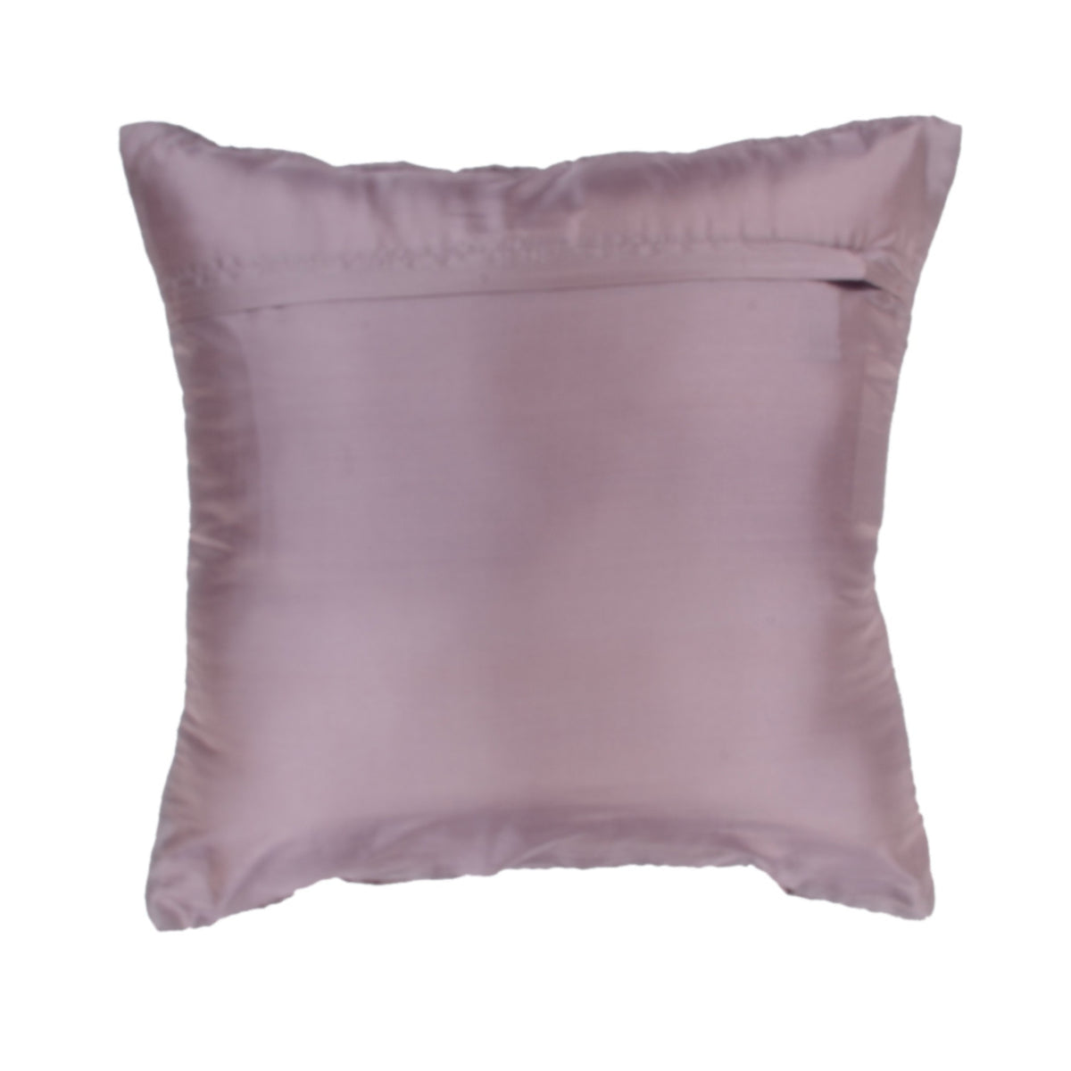 Plain dusty lavender poly silk reverse of the pintucked cushion cover