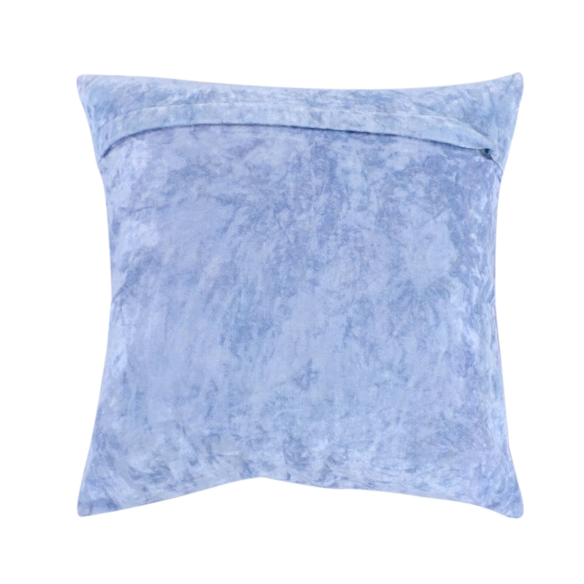 Plain washed blue cotton reverse of the tie-dye ring cushion cover