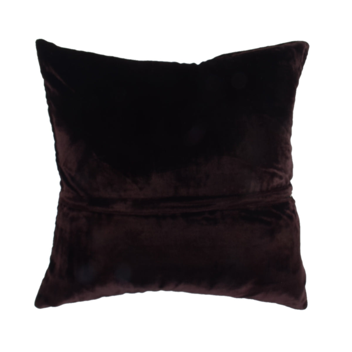 Plain dark brown chenille velvet reverse of the paisley cushion cover
