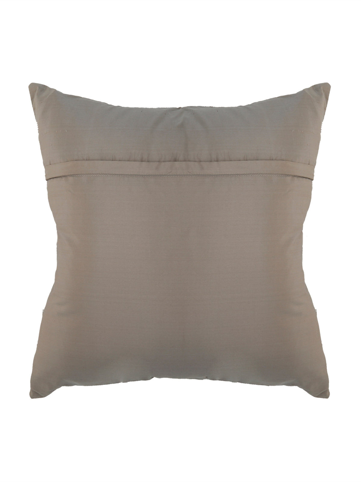 Plain taupe grey reverse of the chevron embroidered cushion cover