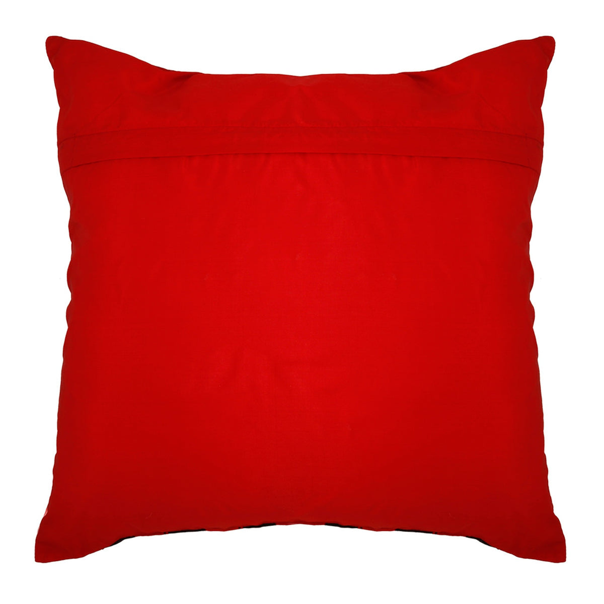 Plain red silk reverse of the sequin banded cushion cover