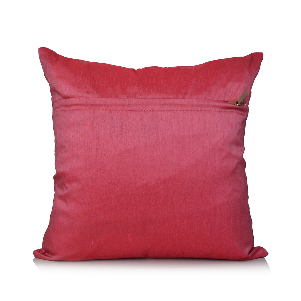 Plain rose pink dupion silk reverse of the sunburst cushion cover
