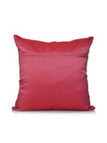Pink dupion silk patchwork cushion cover stitch detail close-up