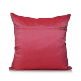 Pink dupion silk patchwork cushion cover stitch detail close-up