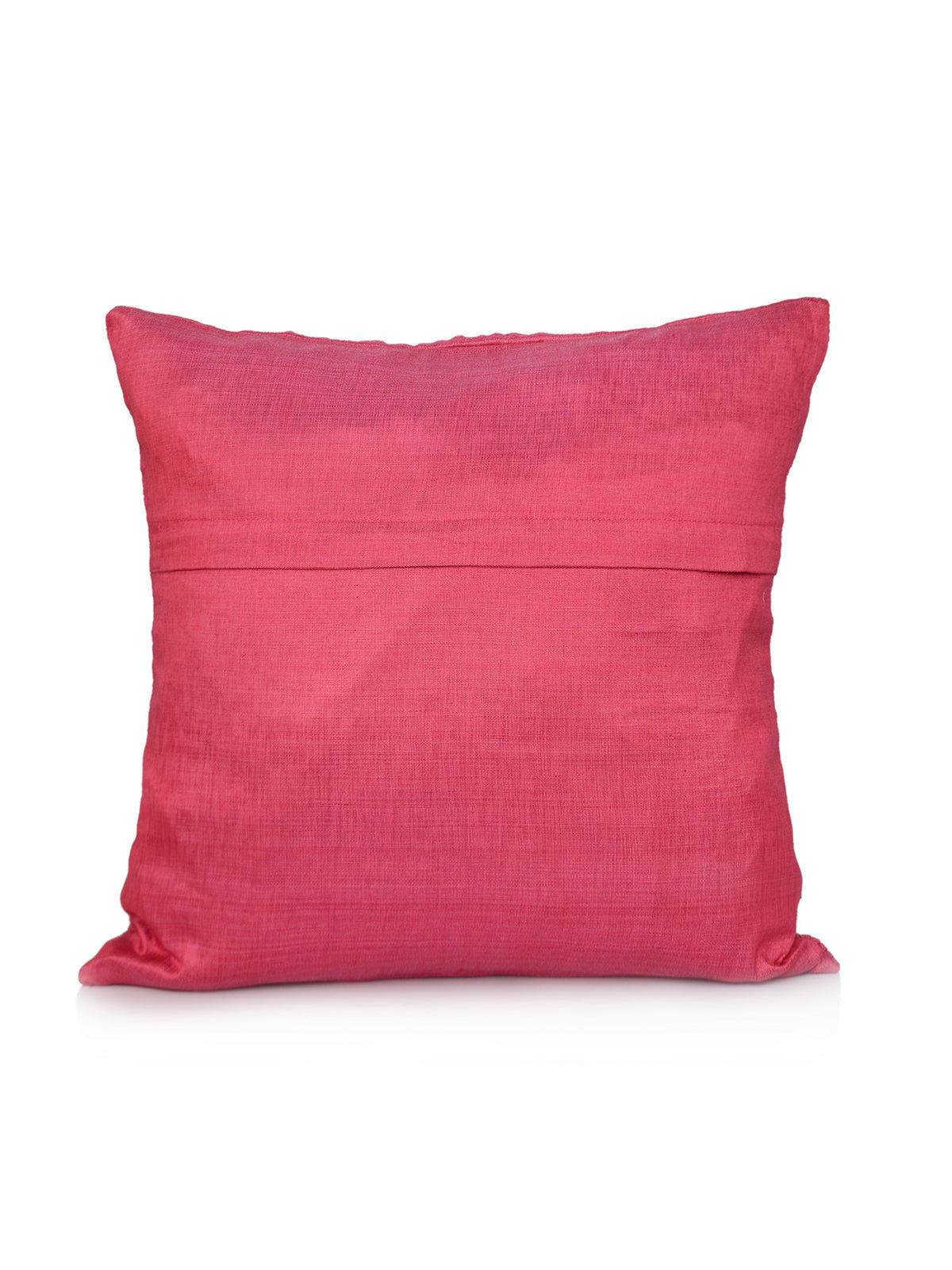 Plain rose pink dupion silk reverse of the smocked cushion cover