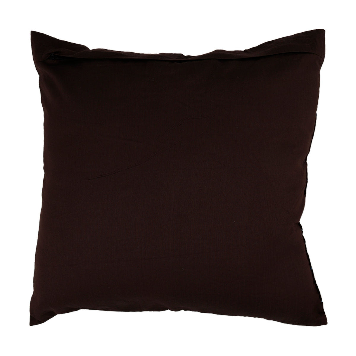Plain dark brown reverse of the lotus appliqué cushion cover