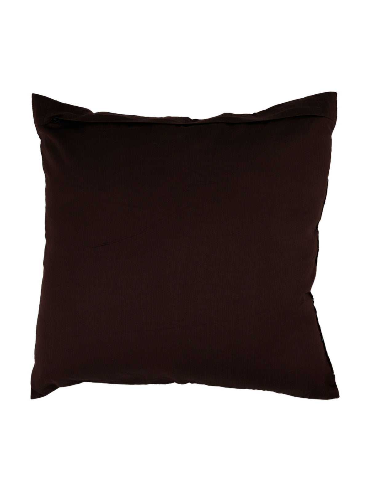 Plain dark brown reverse of the lotus appliqué cushion cover