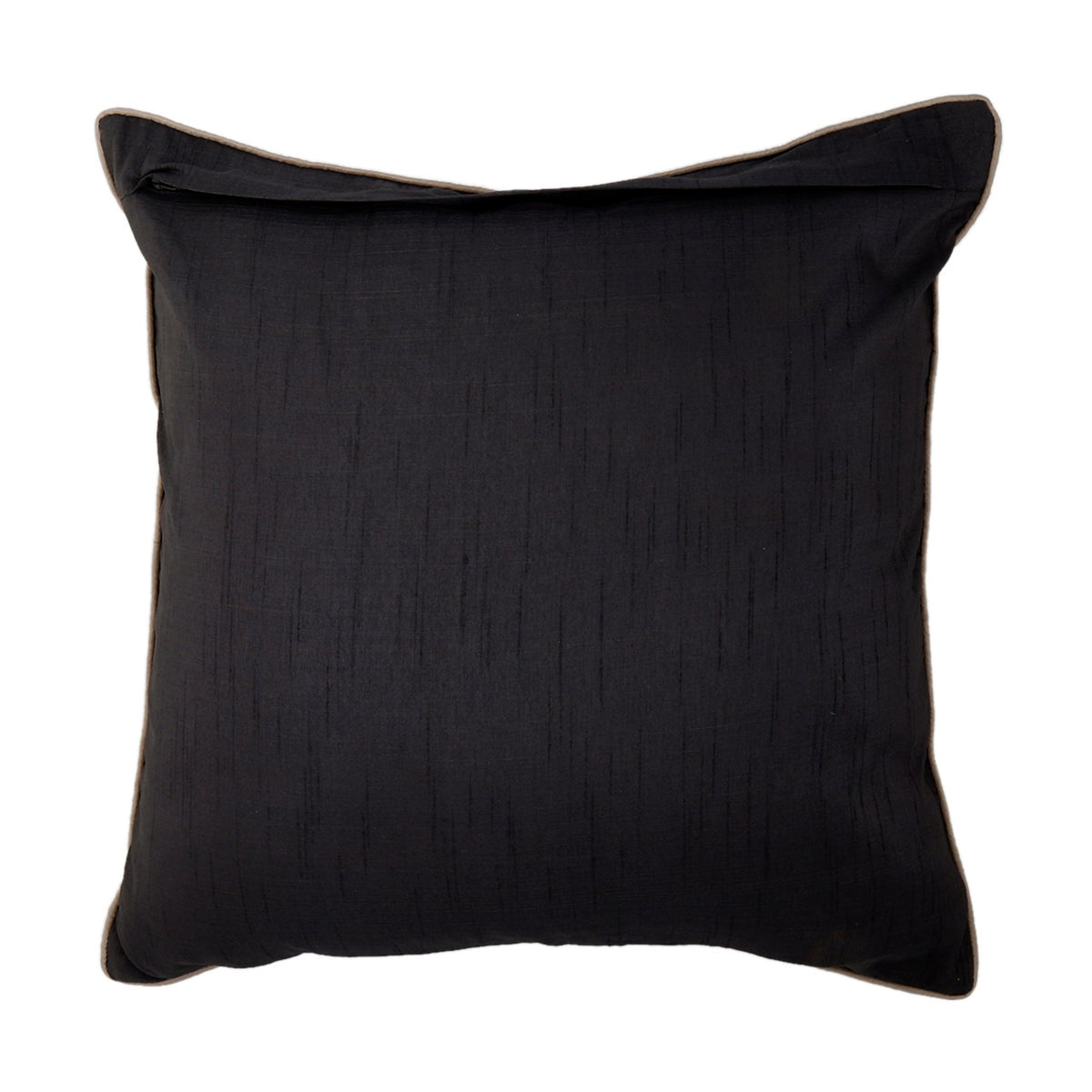 Plain black reverse of the diagonally quilted cushion cover
