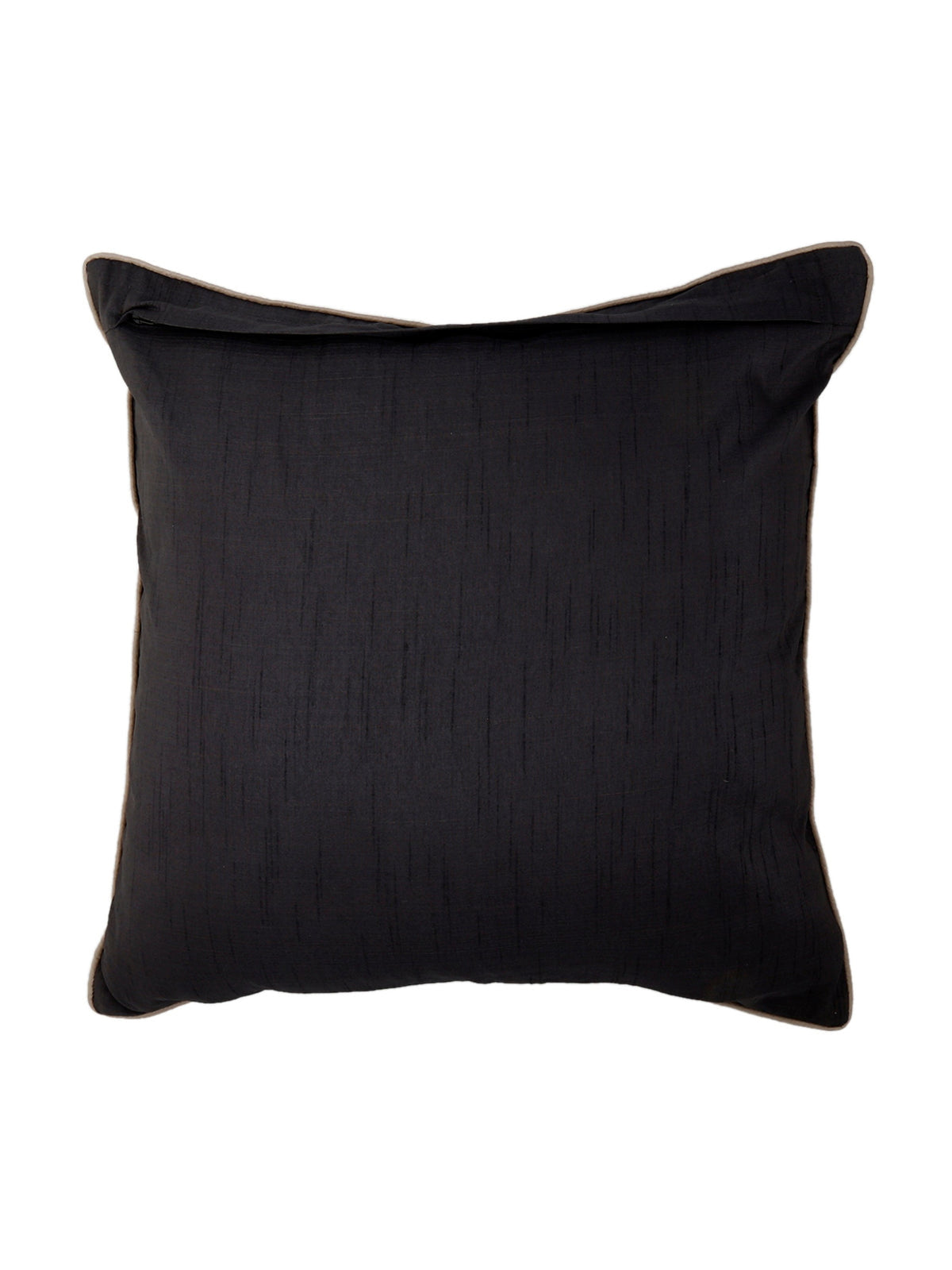 Plain black reverse of the diagonally quilted cushion cover
