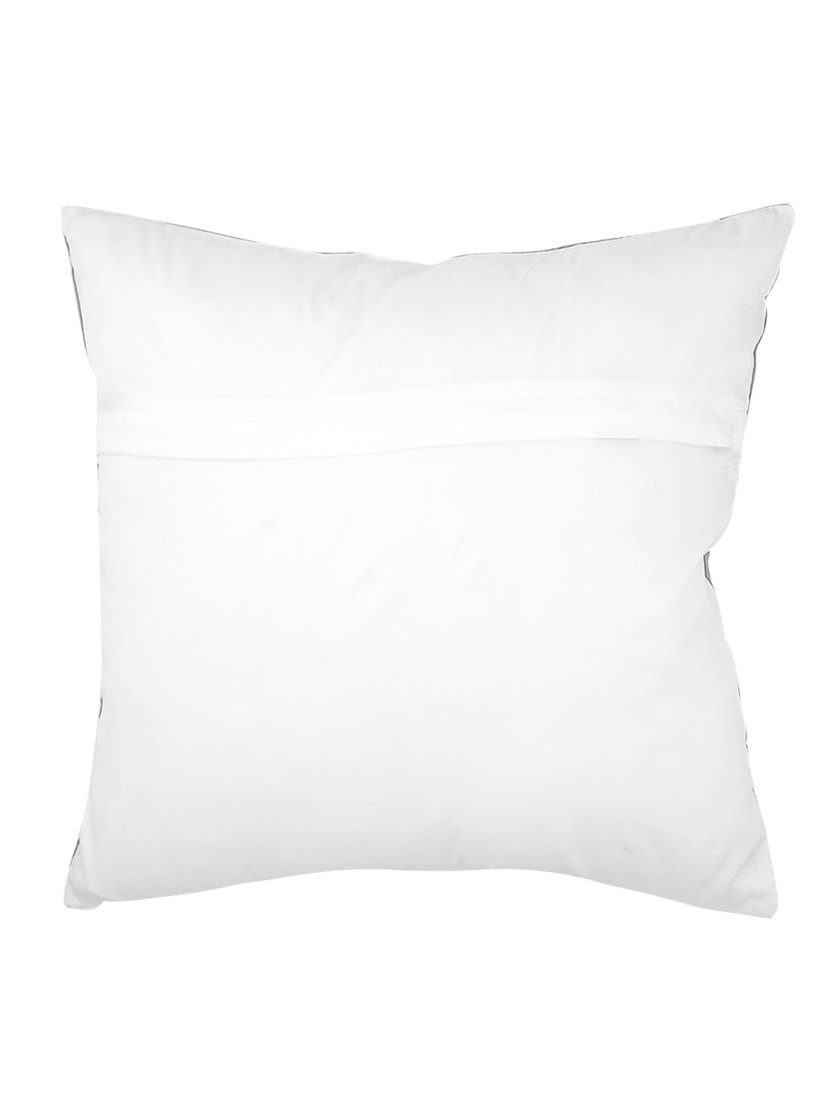 Plain white reverse of the zardozi embroidered cushion cover