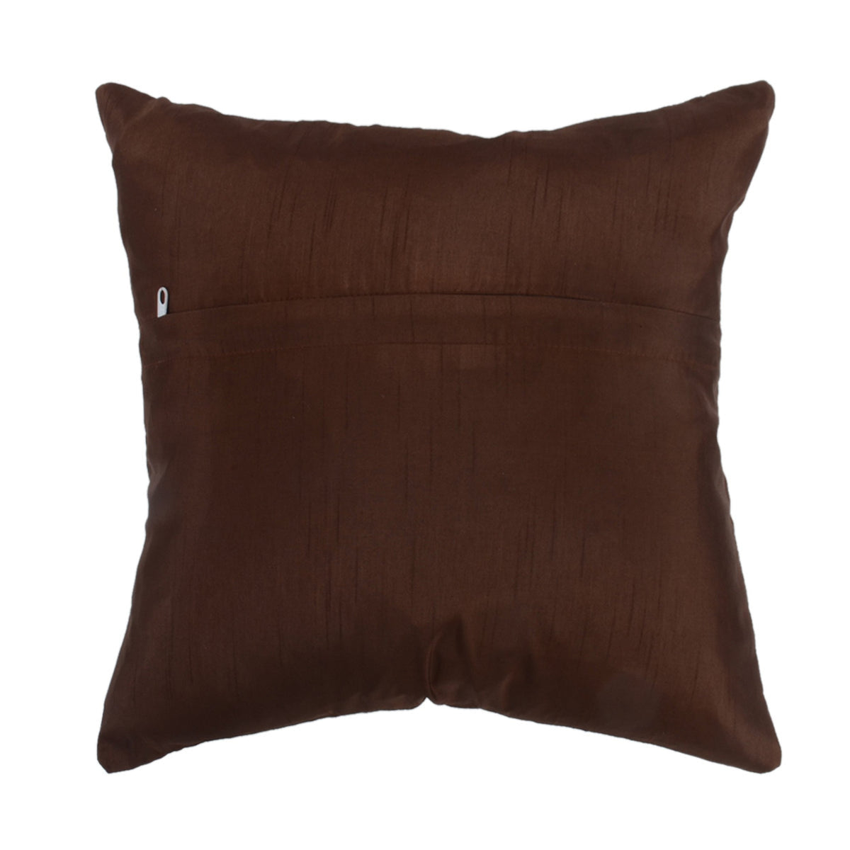 Plain dark brown polysilk reverse of the embroidered paisley cushion cover