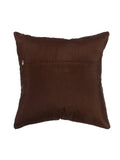 Brown silk cushion cover embroidery detail close-up