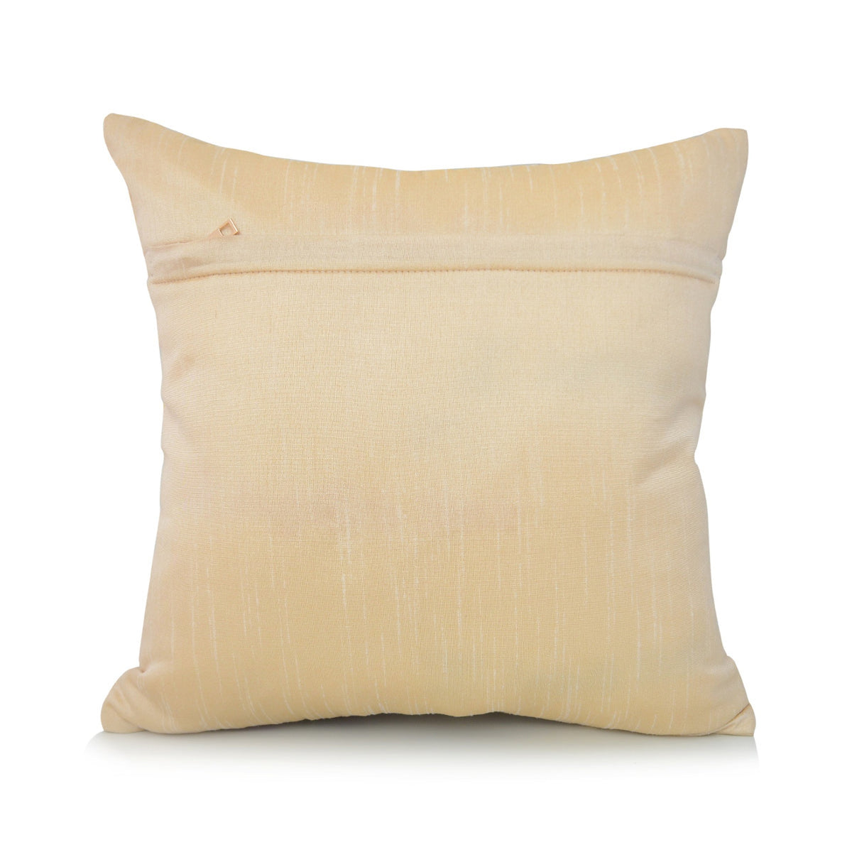 Plain beige poly silk reverse of the embroidered swirl cushion cover