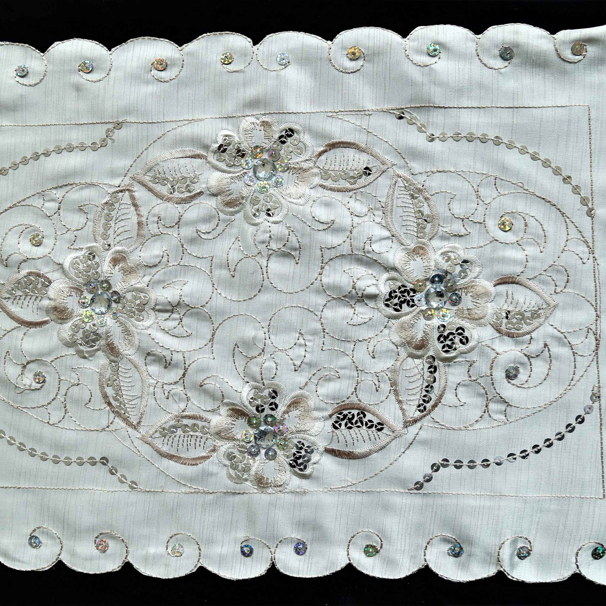 Sequin Work Polyester Table Mat 12x18 inch front view