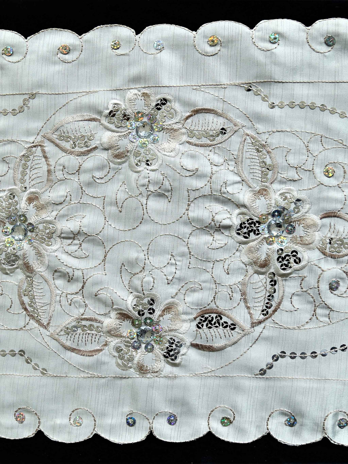 Sequin Work Polyester Table Mat 12x18 inch front view