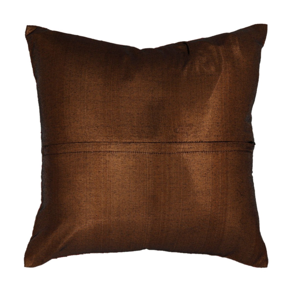 Plain copper brown reverse of the shimmer textured cushion cover