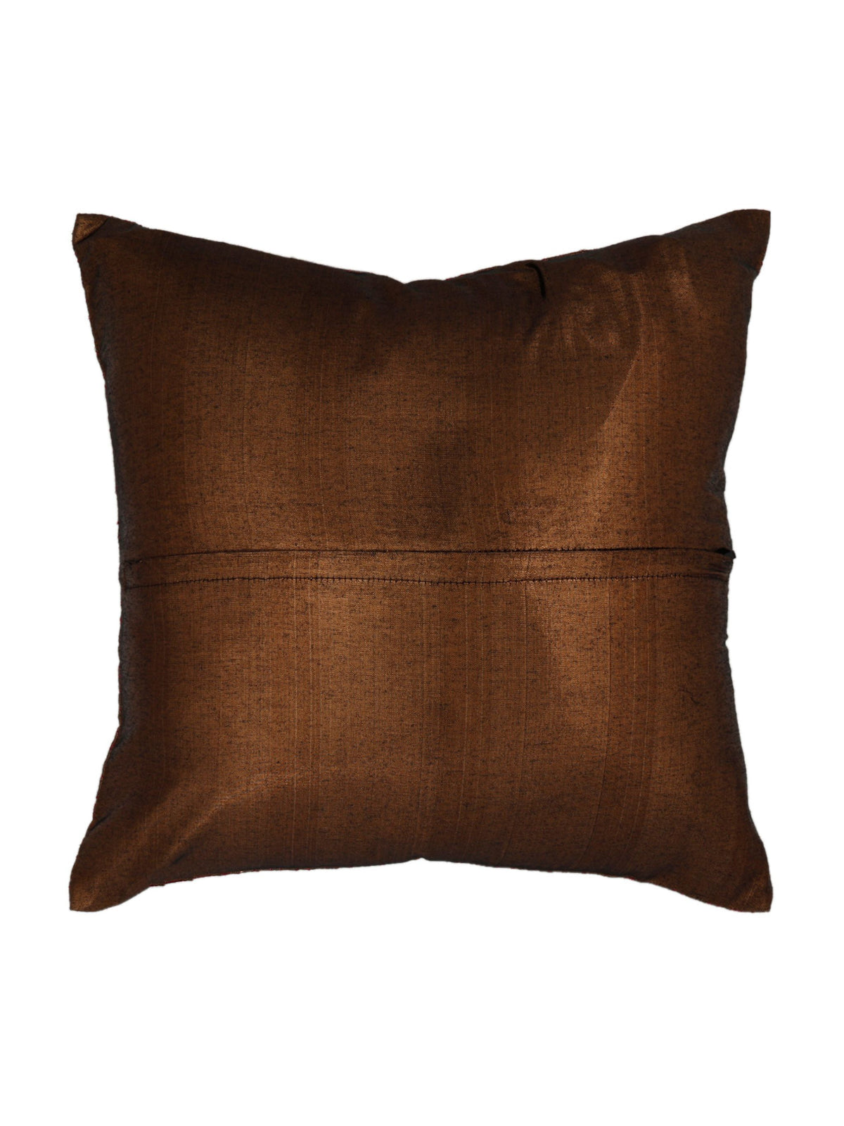 Plain copper brown reverse of the shimmer textured cushion cover