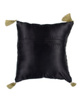 Black Hand Embroidered Satin Cushion Cover 16x16 inch front view