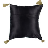 Black Hand Embroidered Satin Cushion Cover 16x16 inch front view