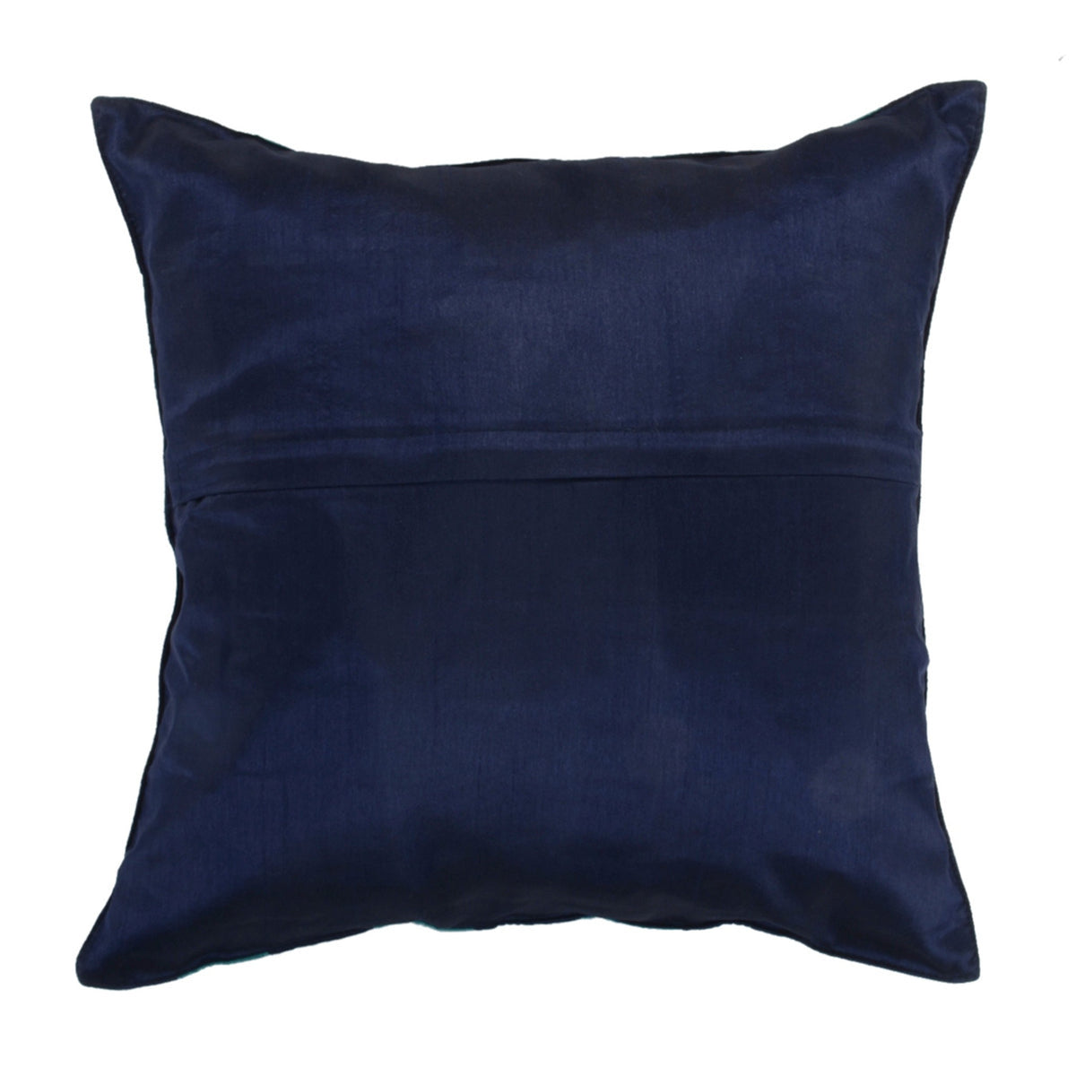 Plain navy blue reverse of the gold lattice embroidered cushion cover