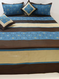 Brown Embroidered Dupion Silk Bedcover 90x108 inch front view