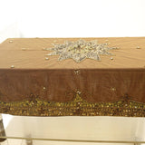 Hand Embroidery (36 X 54 Inch) Table Cover(Brown)-Net - Jagdish Store Online Since 1965