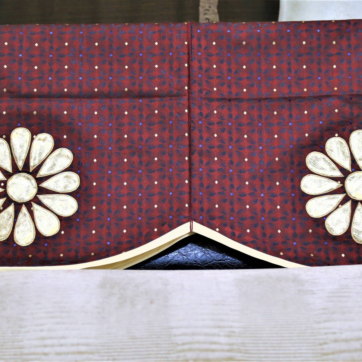 Maroon Patchwork Polyester Sofa Back 23x25 inch front view