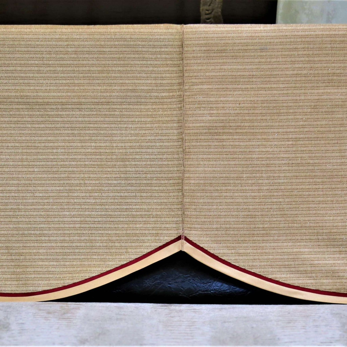 (Beige/Red)Sofa Back Patch Striped Design -Chenille(57.5x62.5 Cm) - Jagdish Store Online Since 1965