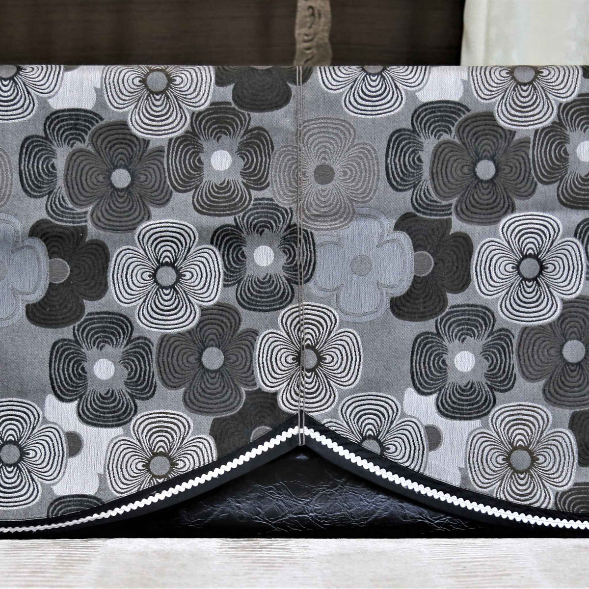 Black Printed Polyester Sofa Back 23x25 inch front view